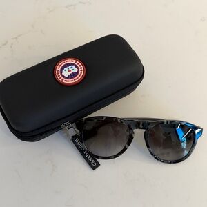 Canada Goose Black Tortoiseshell Round Sunglasses with Case